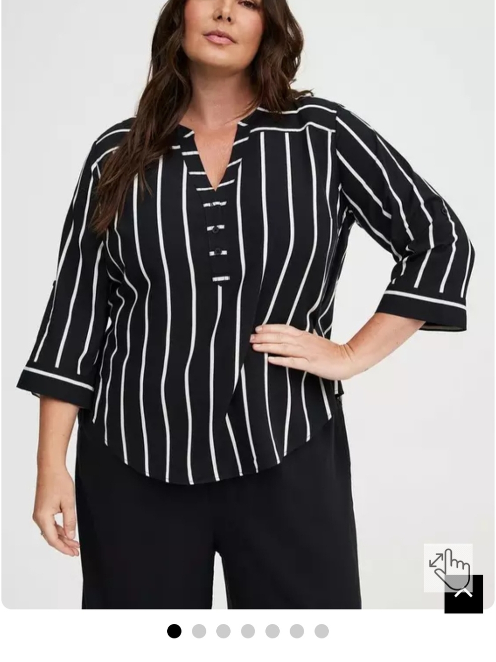 Women's Black & White Vertical Stripe Tunic Blouse